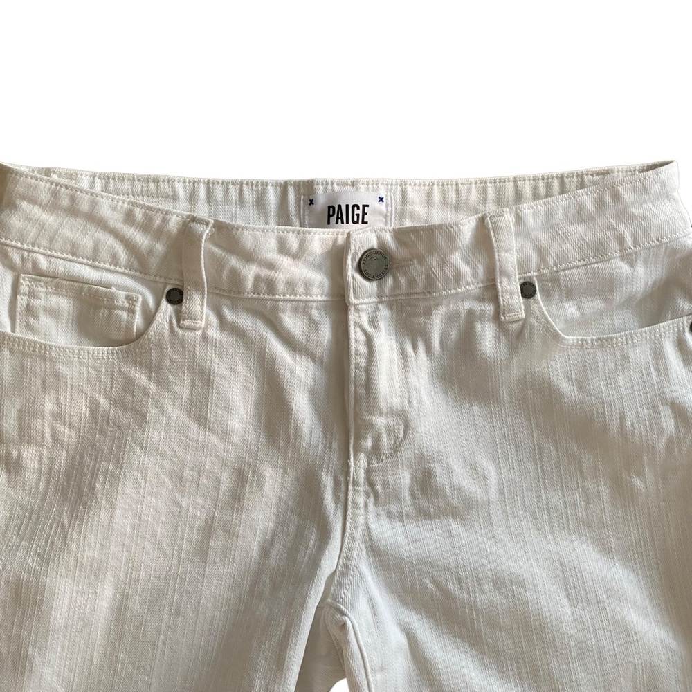 PAIGE Jax Bermuda white Shorts Rolled Cuff or Raw Hem Size 28 - Picture 9 of 12